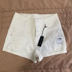 Charlotte Russe Cream High-Waist Shorts